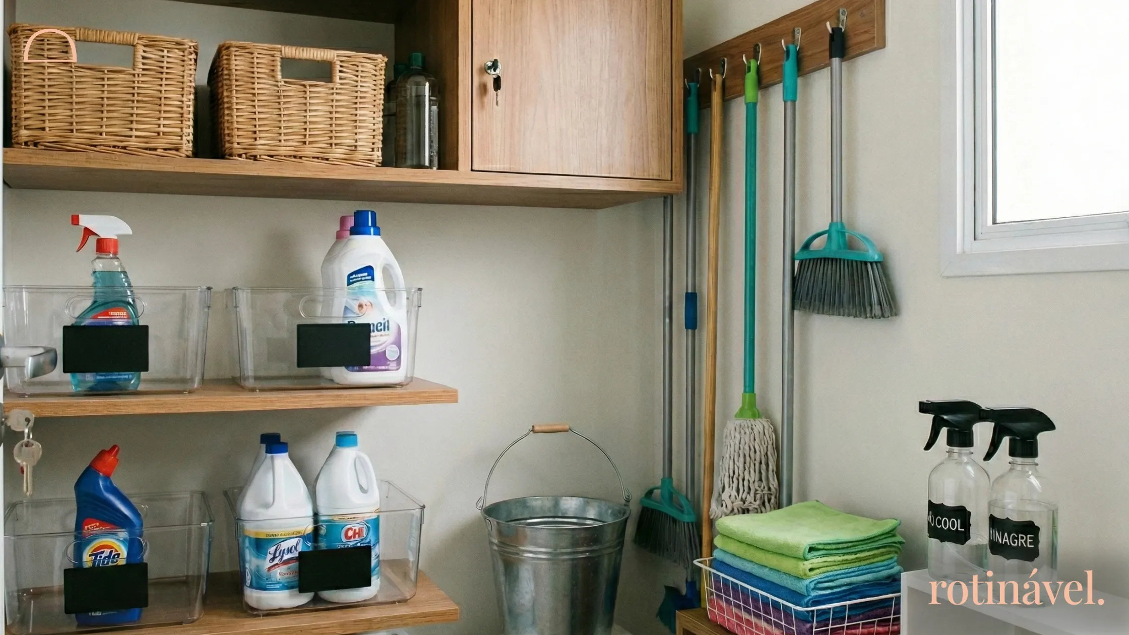 Organização de produtos de limpeza